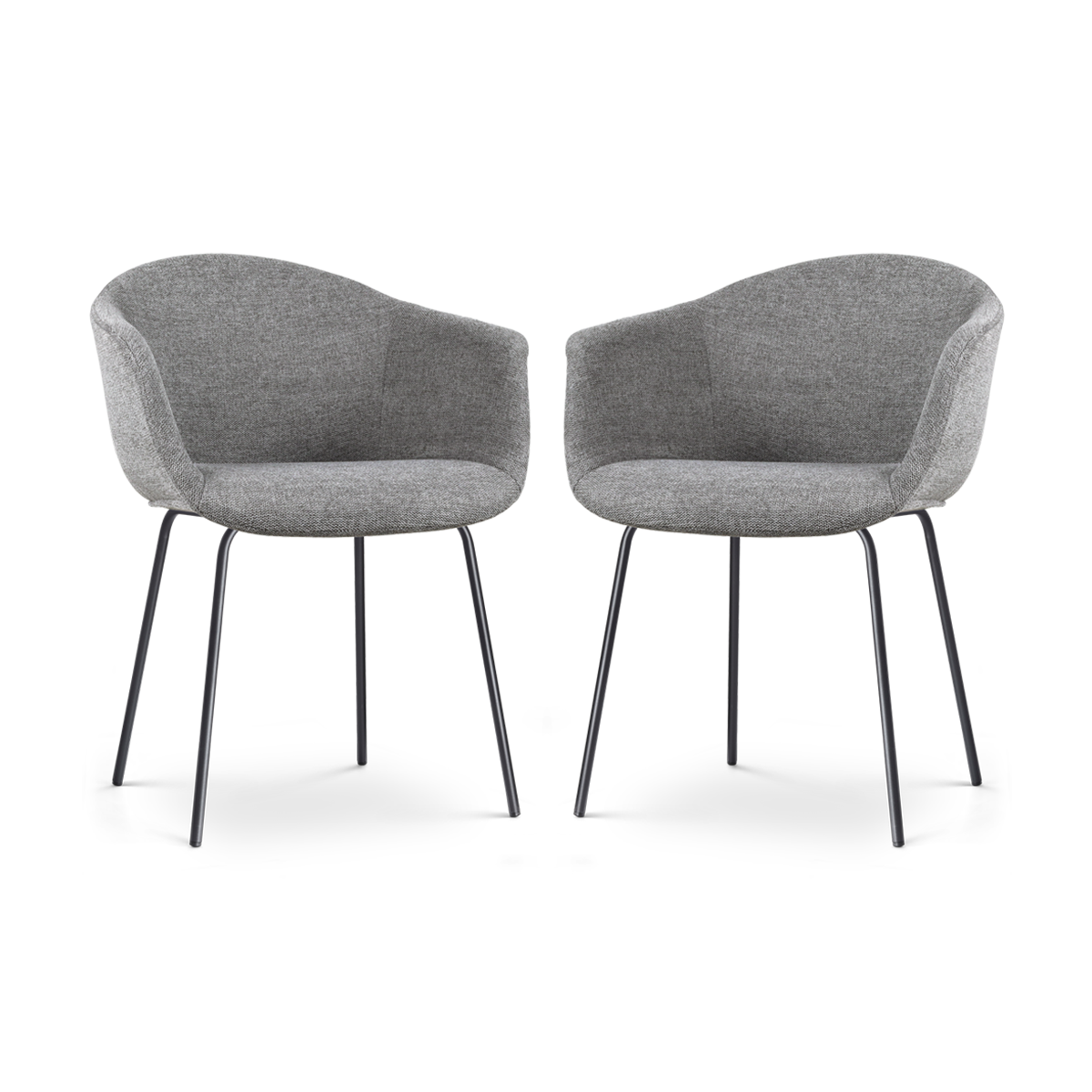 Nolon Nora-Otis Eetkamerstoelen Set van 2 - Donkergrijs - Zwarte Poten