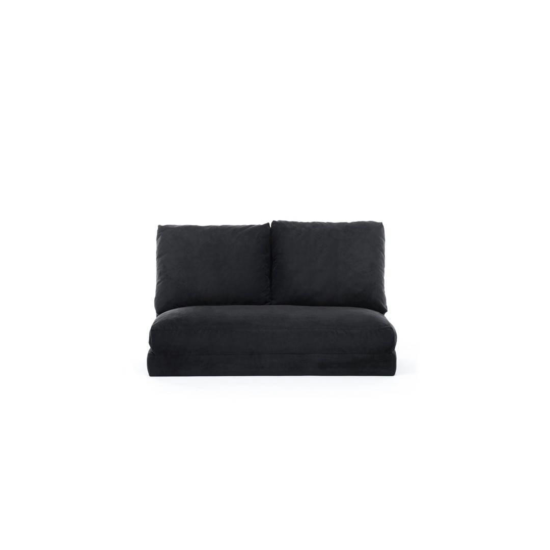 JOUDE - Pouf convertible 2 places velours noir