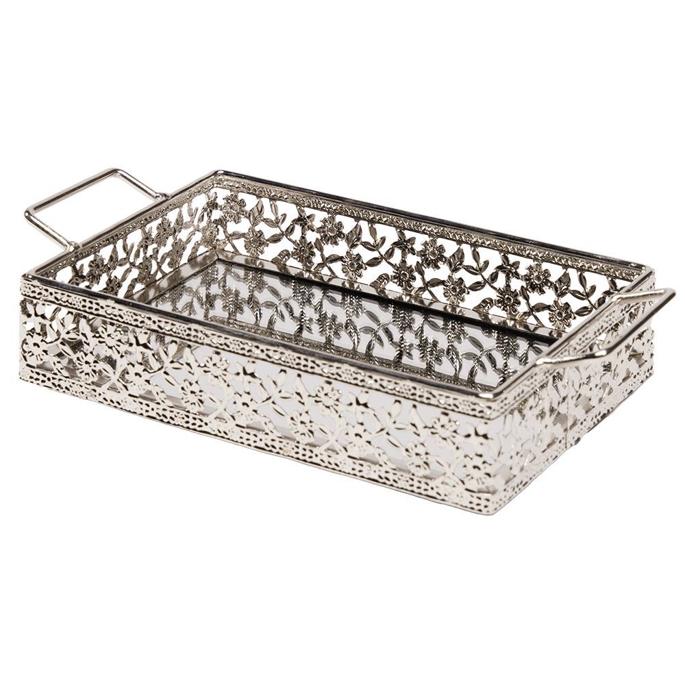 Miroir déco style plateau motif arabesque brillant 18x10cm