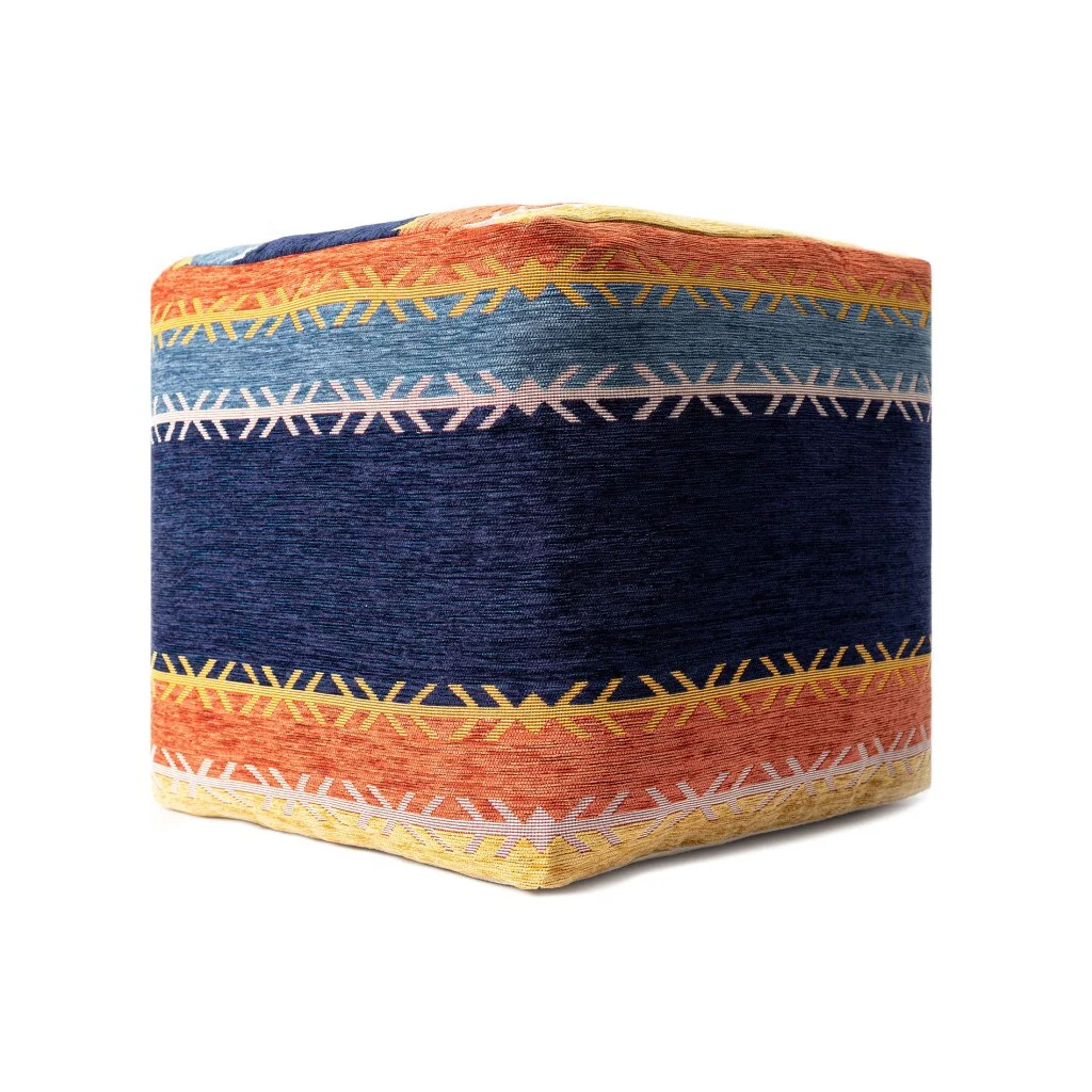 18-Inch Striped Pouf Ottoman for Living Room or Bedroom
