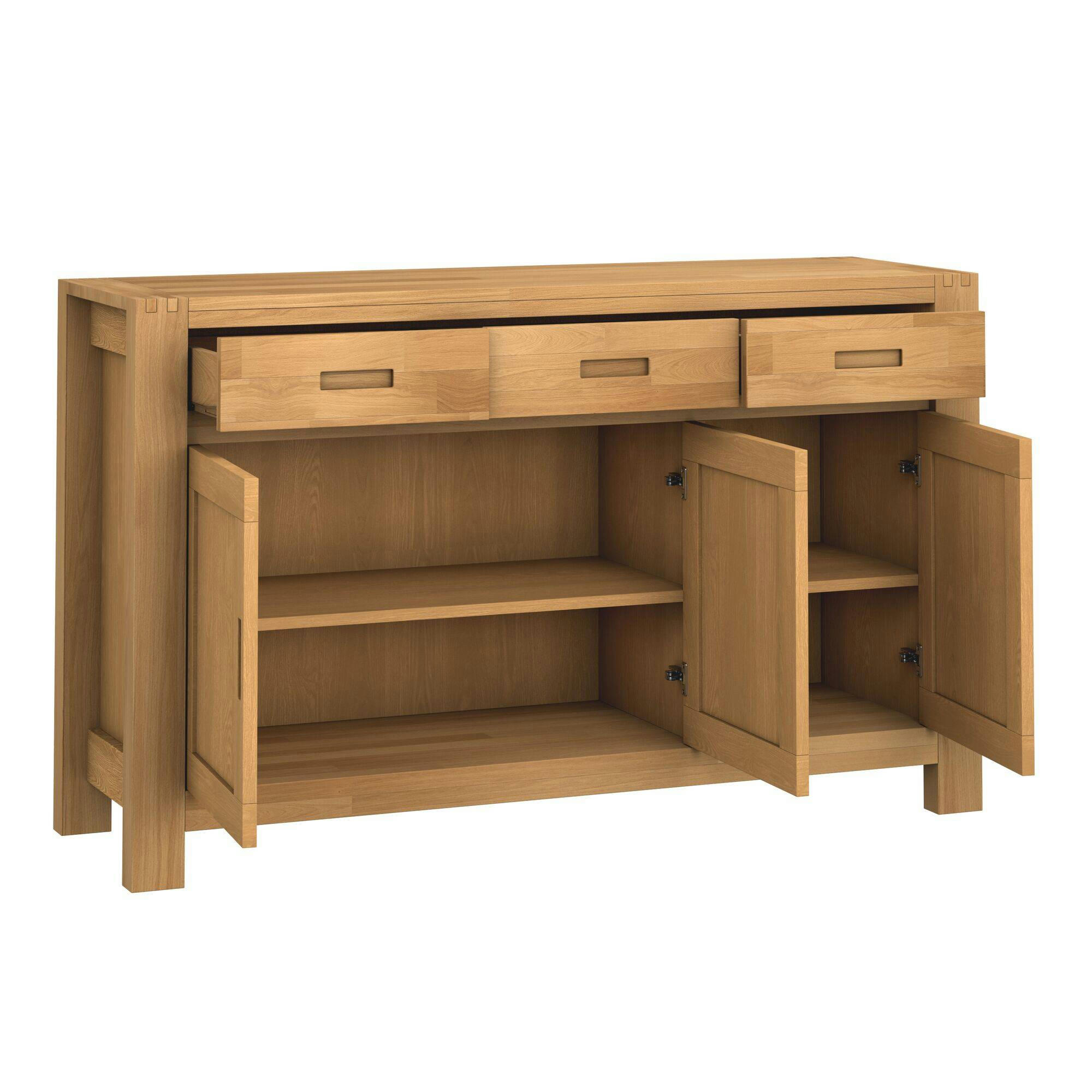 LUMINESCENCE - Buffet 3 portes, 3 tiroirs en bois finition chêne huilé