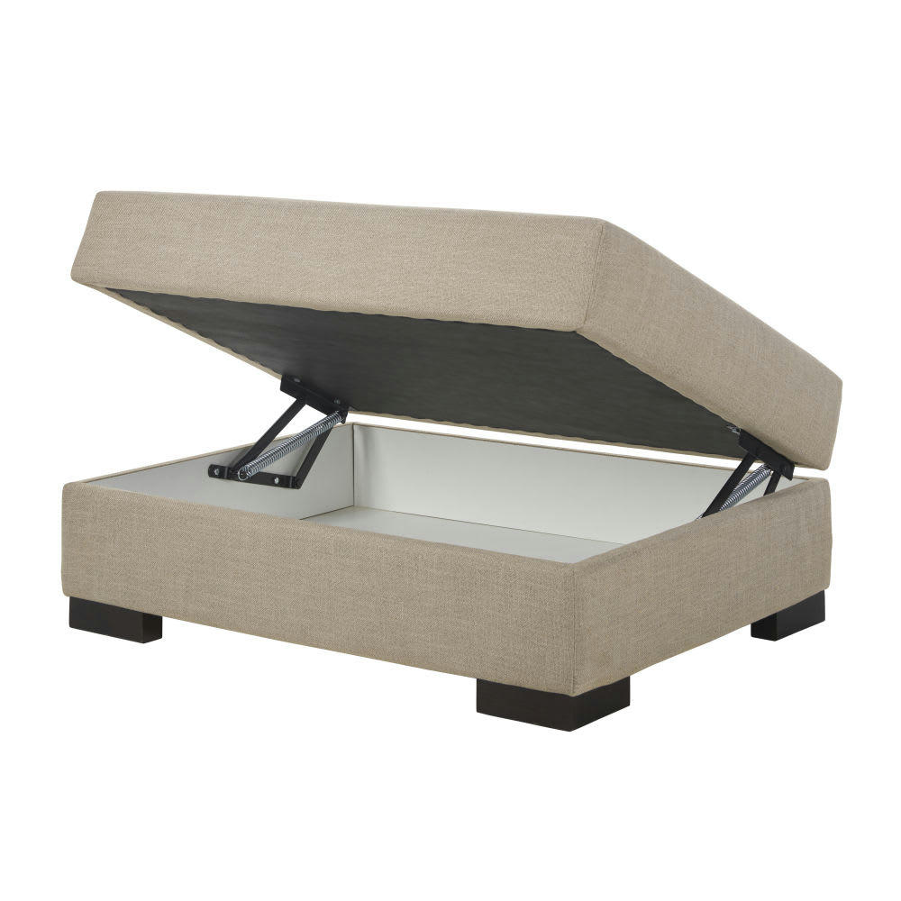 Terence - Pouf pour canapé modulable avec coffre de rangement beige