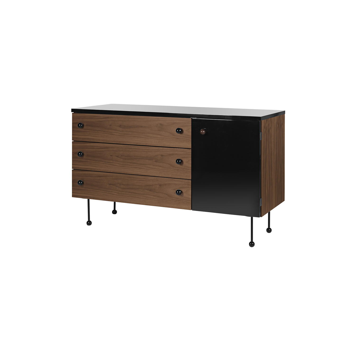62 Sideboard 3 Drawer, walnut/black