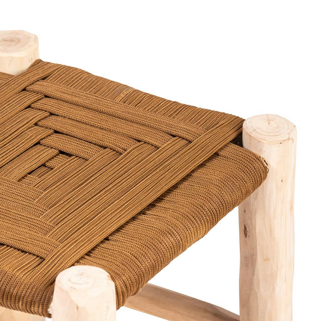 ROUCOU - Tabouret en bois et corde camel