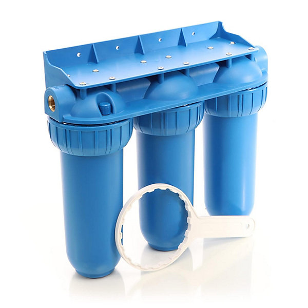 Filtre à Eau Potable 3 étapes360 l/hFiltre à Sédiments et Charbon Actif400 x 145 x 350 mm