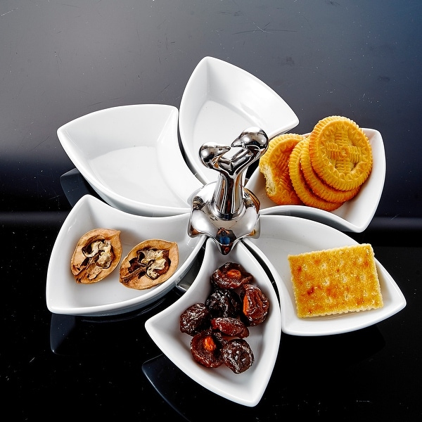 MALACASA, Series Special, 6-Piece Porcelain Snack Dishes Appetizer Trays Serving Platter Set