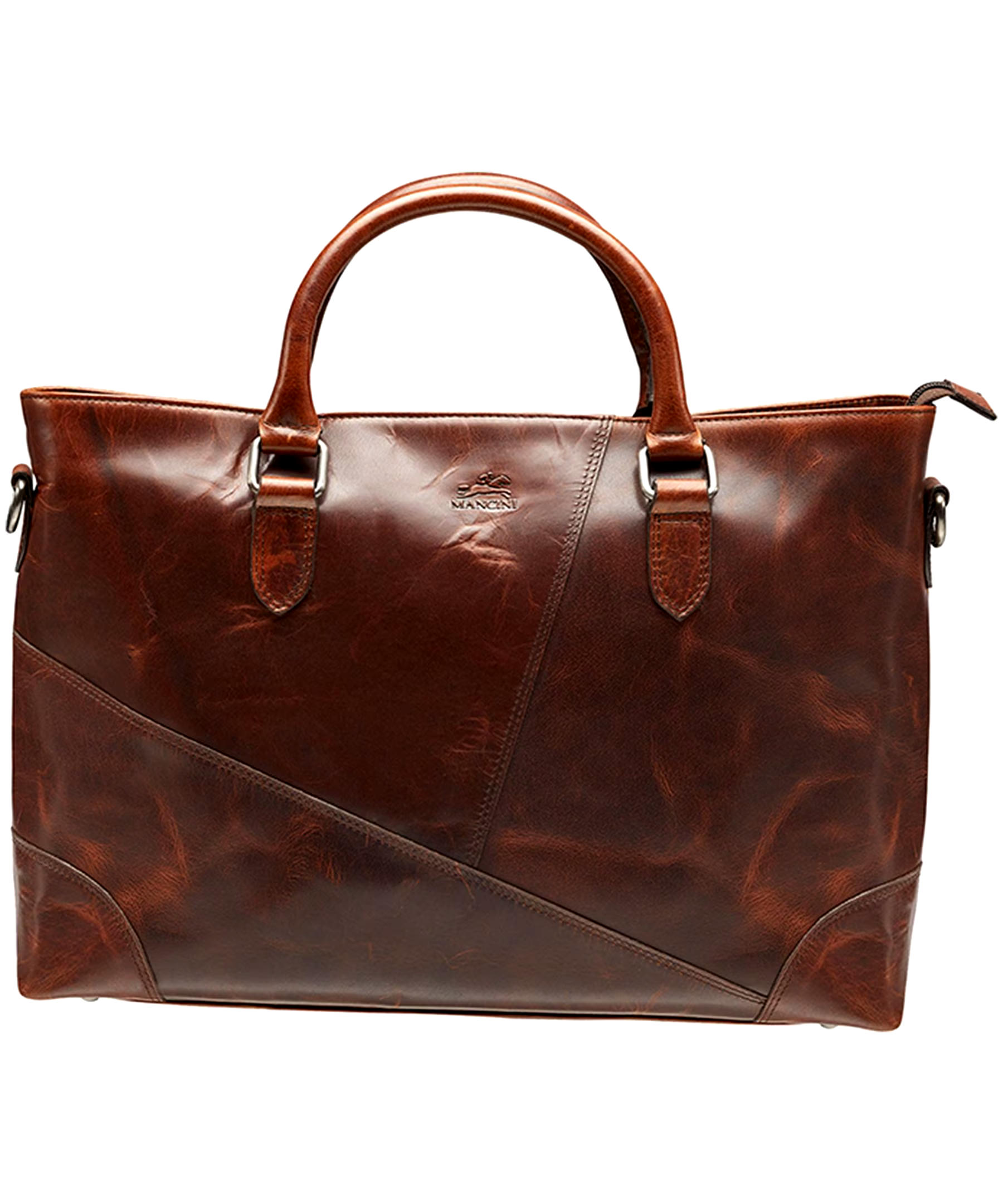 Mancini Leather Goods Unisex Buffalo Laptop Tote Bag Black