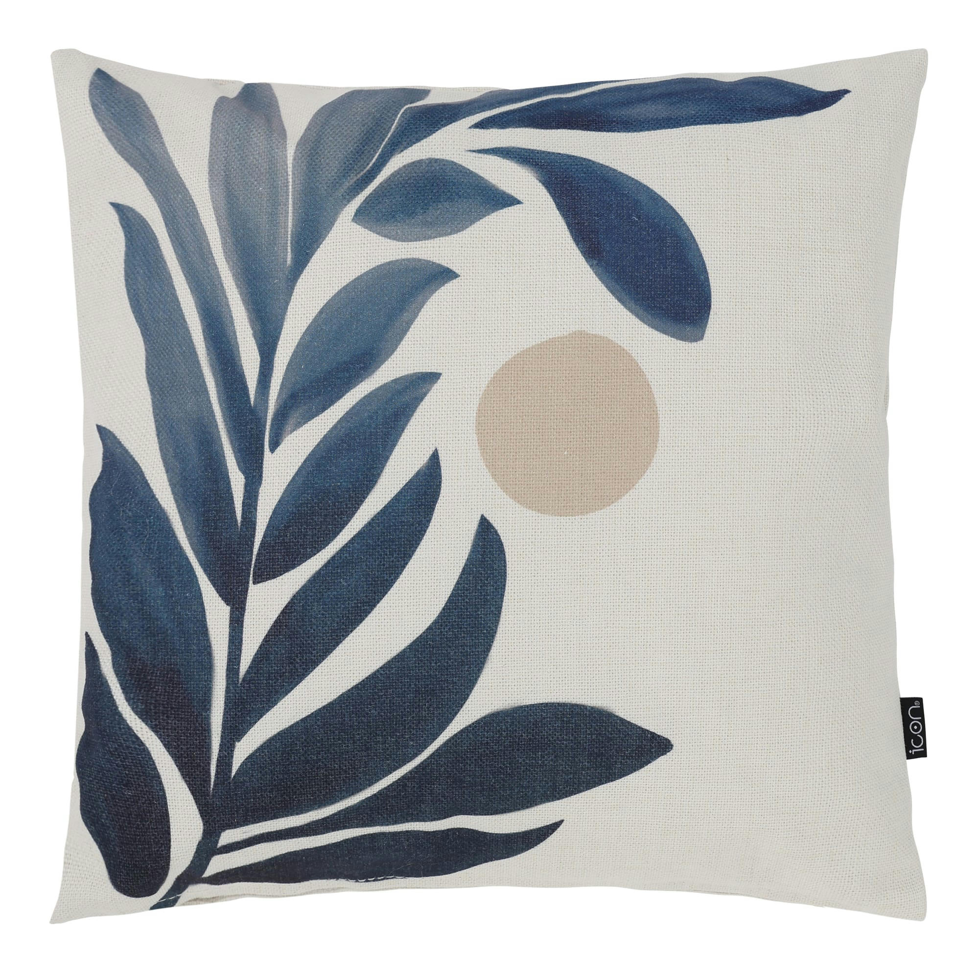 - Coussin à imprimé feuilles de noyer beige/bleu