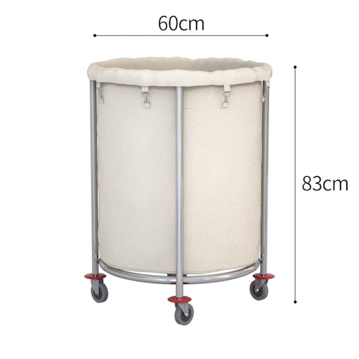 SOGA 2X Stainless Steel Commercial Round Soiled Linen Laundry Trolley Cart with Wheels White