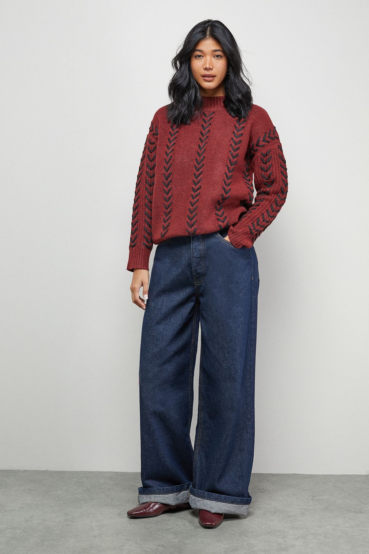 Warehouse Whipstitch Detail Oversized Jumper