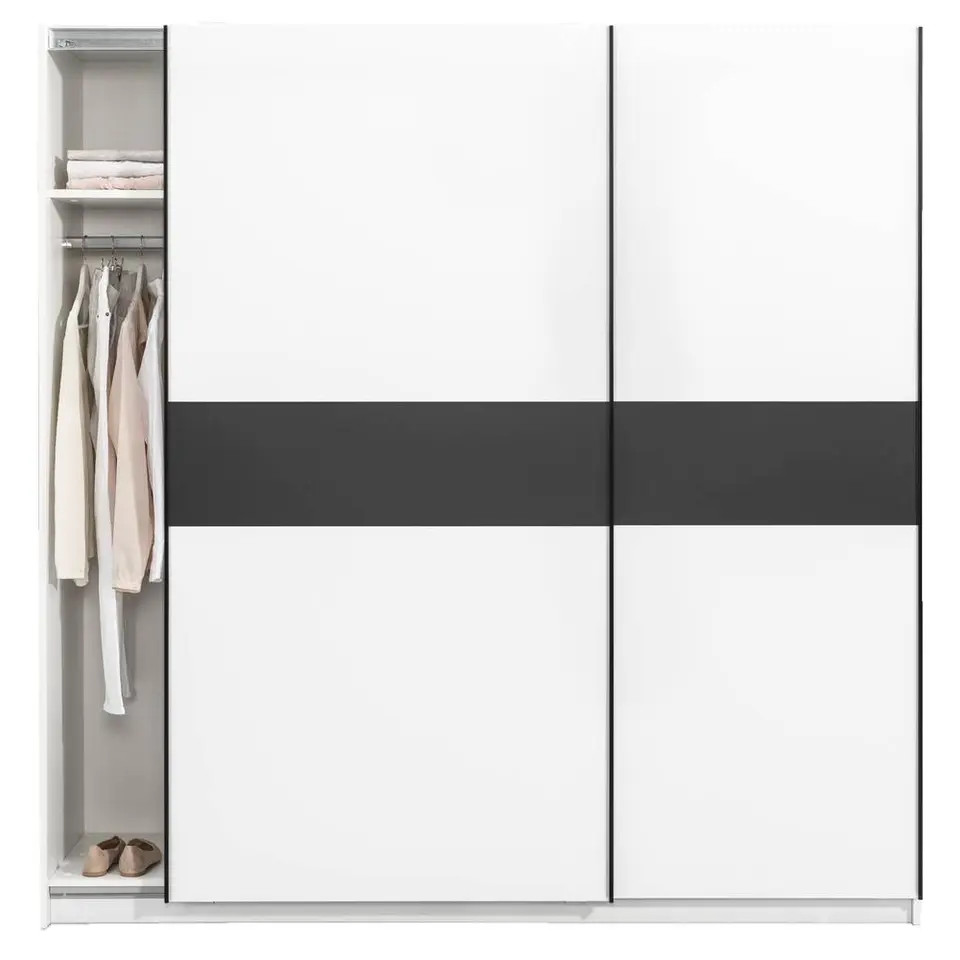 Schuifdeurkast Genua - wit/antraciet - 204x200x60 cm