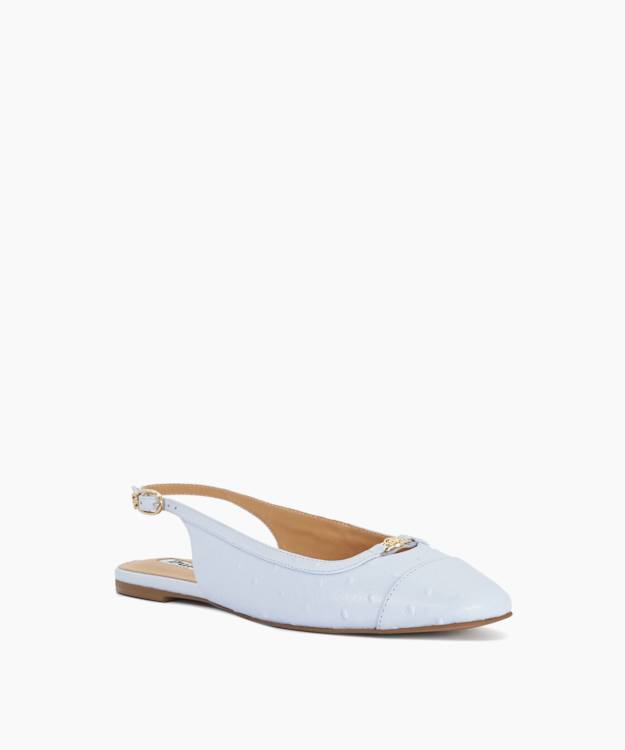 Hanna Blue - Suede Sling Back Logo Flats