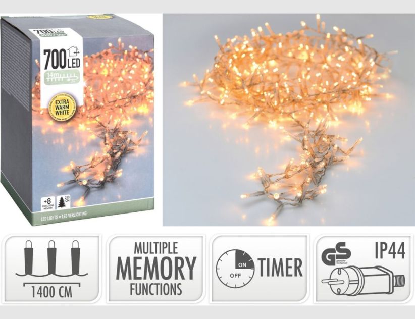 LED-Lichterkette 700 LEDs extra warmweiß mit Timer