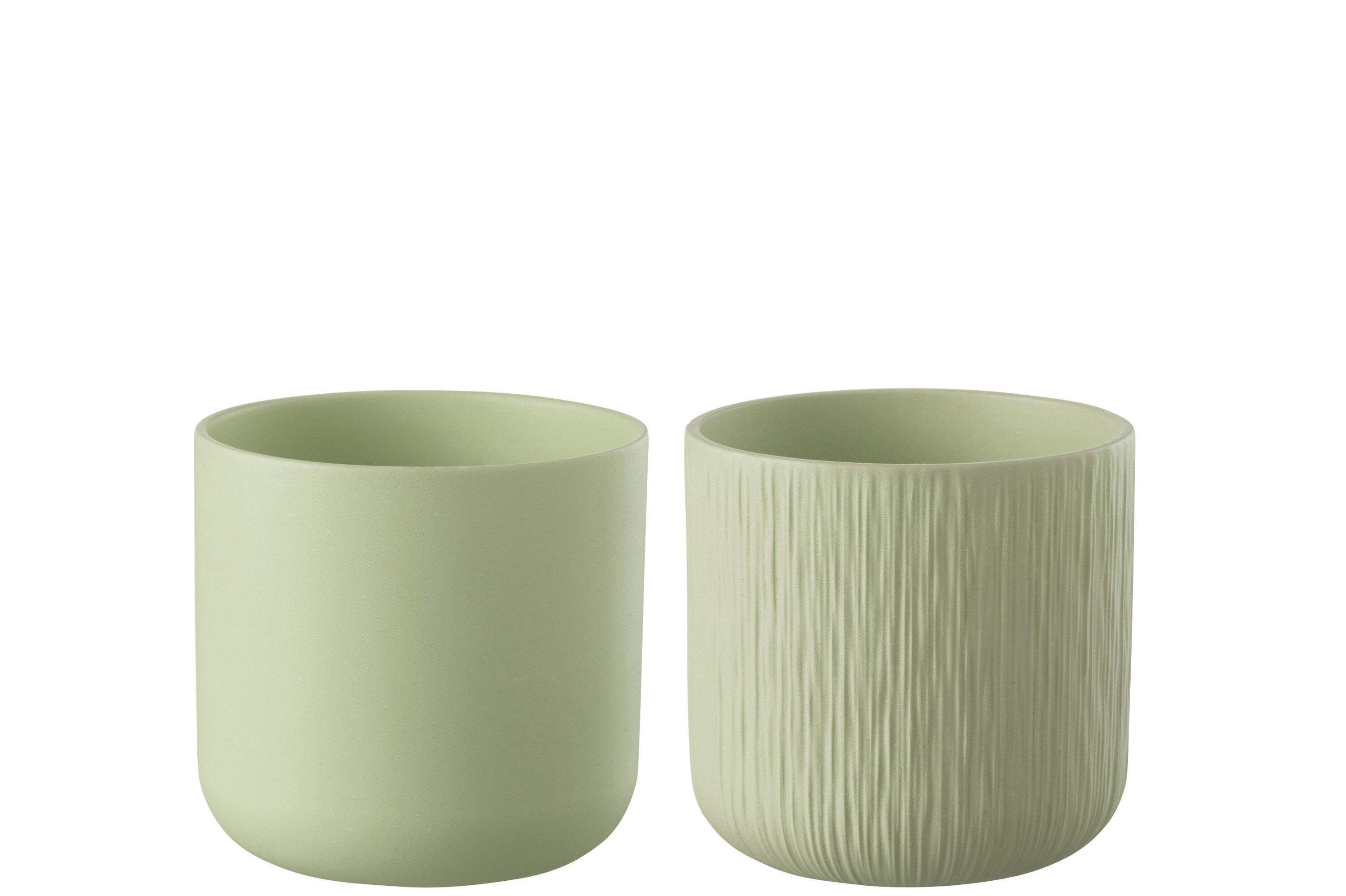 J-Line bloempot Gen - keramiek - pistache - large - 2 stuks - Ø 18.5 cm