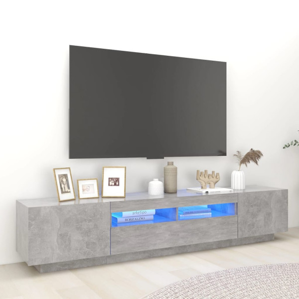 Szafka pod TV z oświetleniem LED szarość betonu 200x35x40 cm