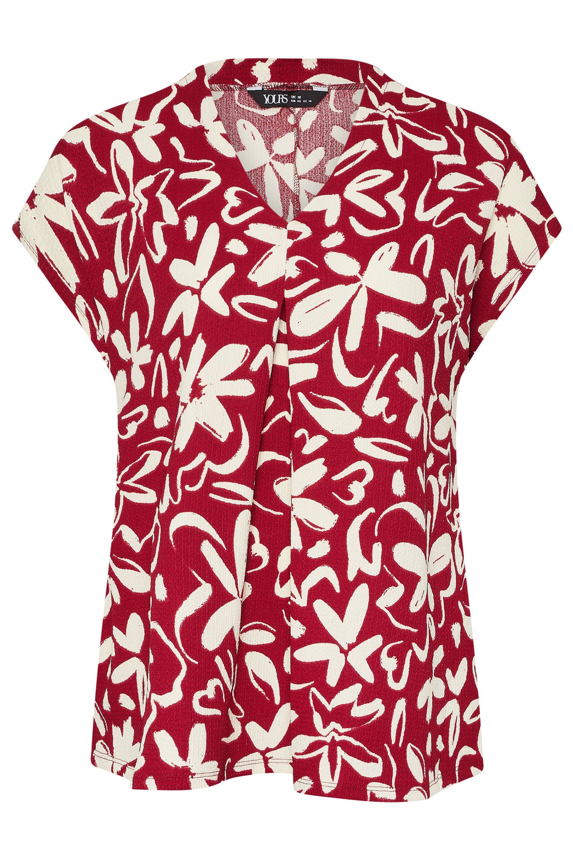 Yours Floral Textured Pleat Front Top
