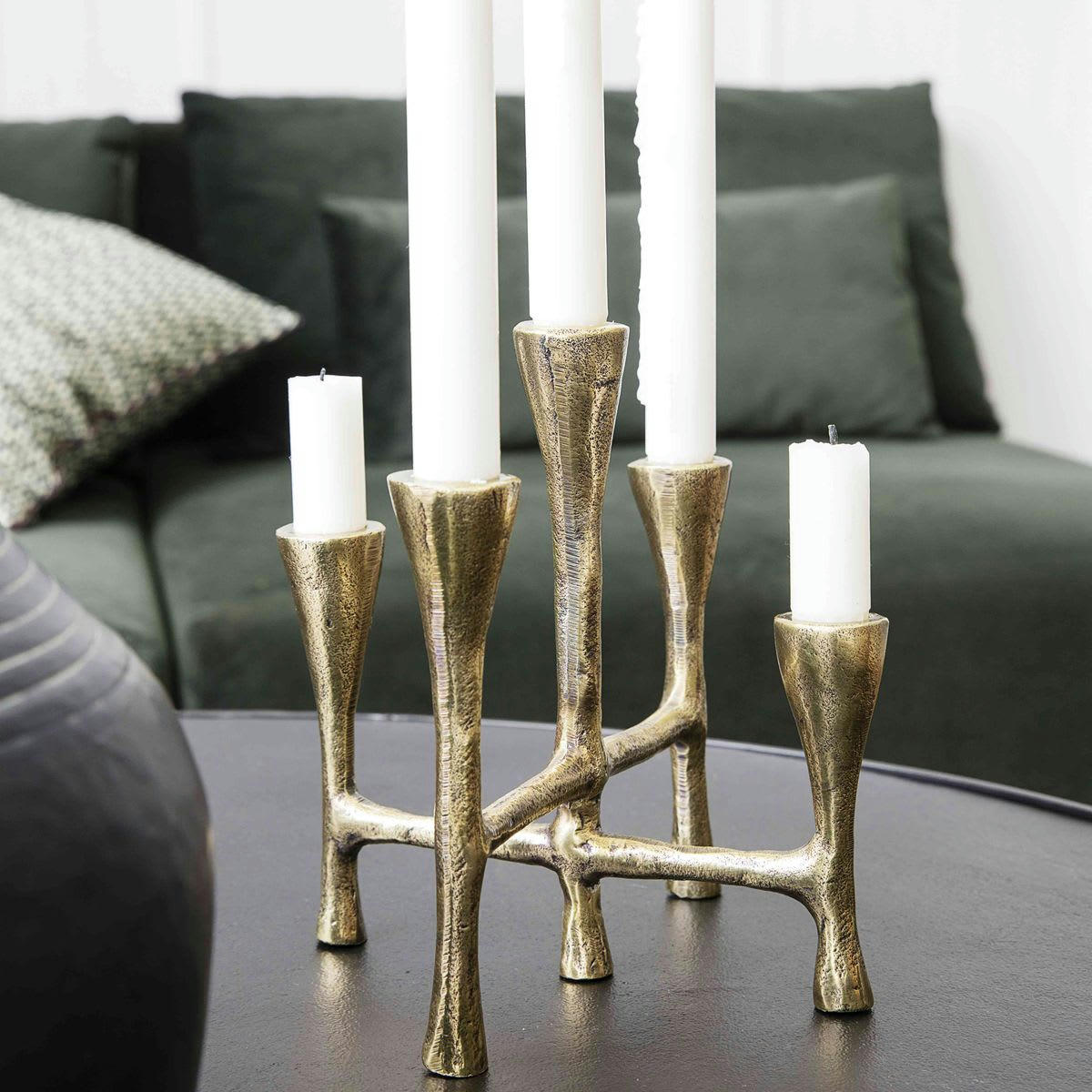 - Bougeoir chandelier en métal doré