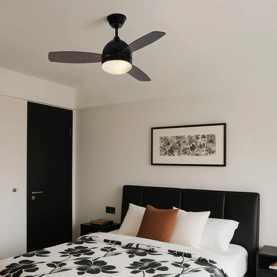 Qazqa plafondventilator rotar zwart e27