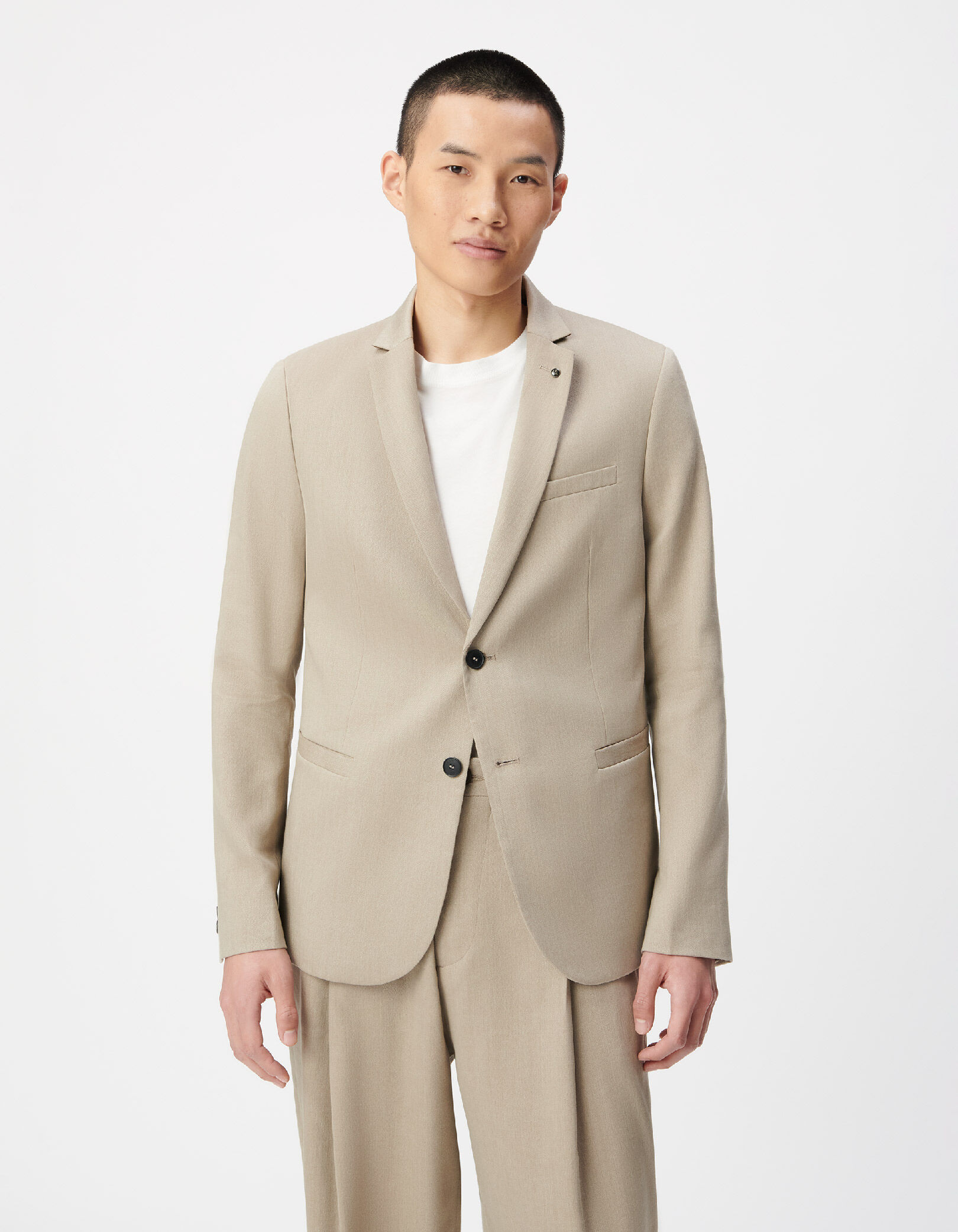 Veste de costume beige foncé lin mélangé Homme