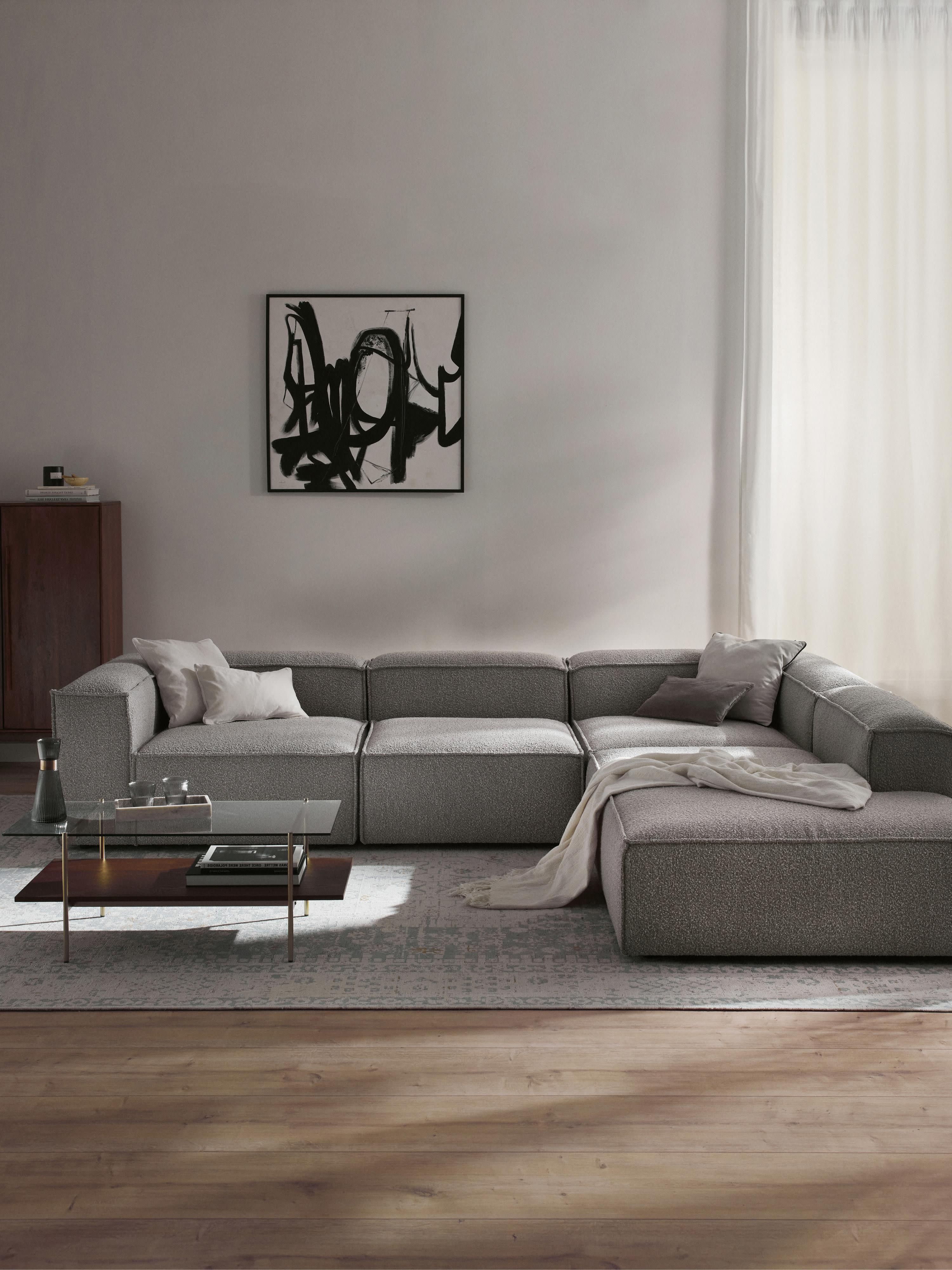 Modulares XL-Ecksofa Lennon (4-Sitzer) aus Bouclé