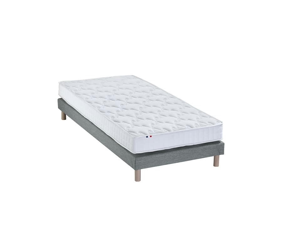 ENSEMBLE AZUR - Ensemble matelas mémoire de forme sommier gris 90x190