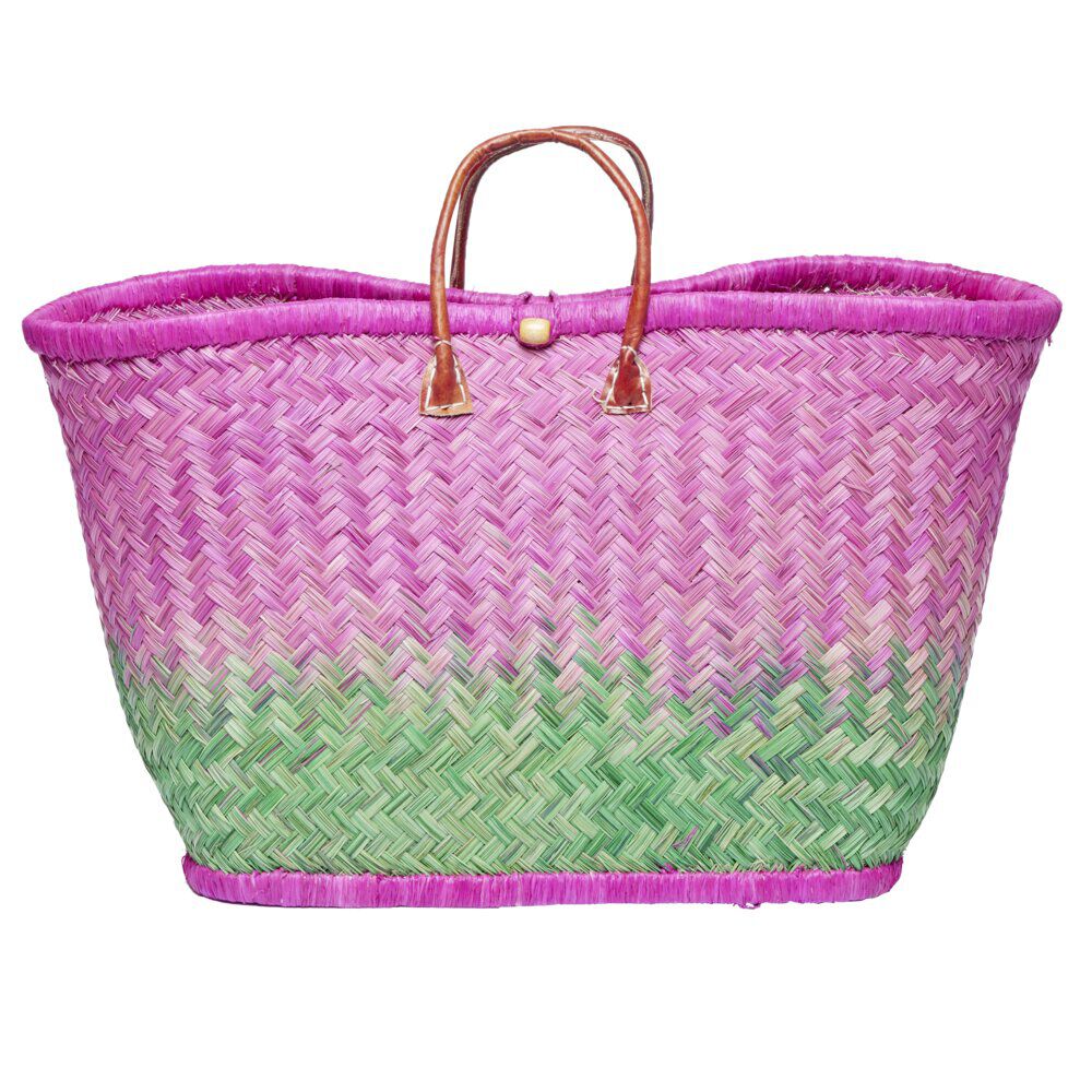 Panier de plage en fibre naturelle et cuir (plusieurs modèles)