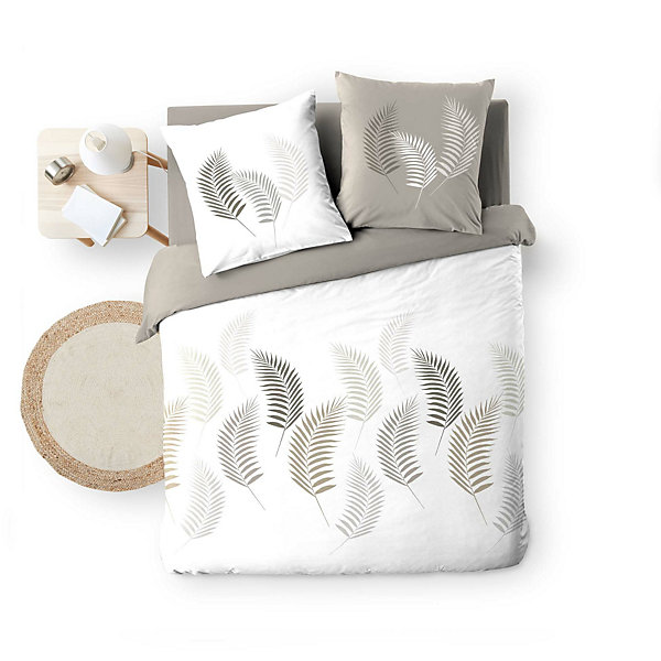 Housse de couette imprimé 260x240 cm 100% coton 57 fils   2 taies Goyave