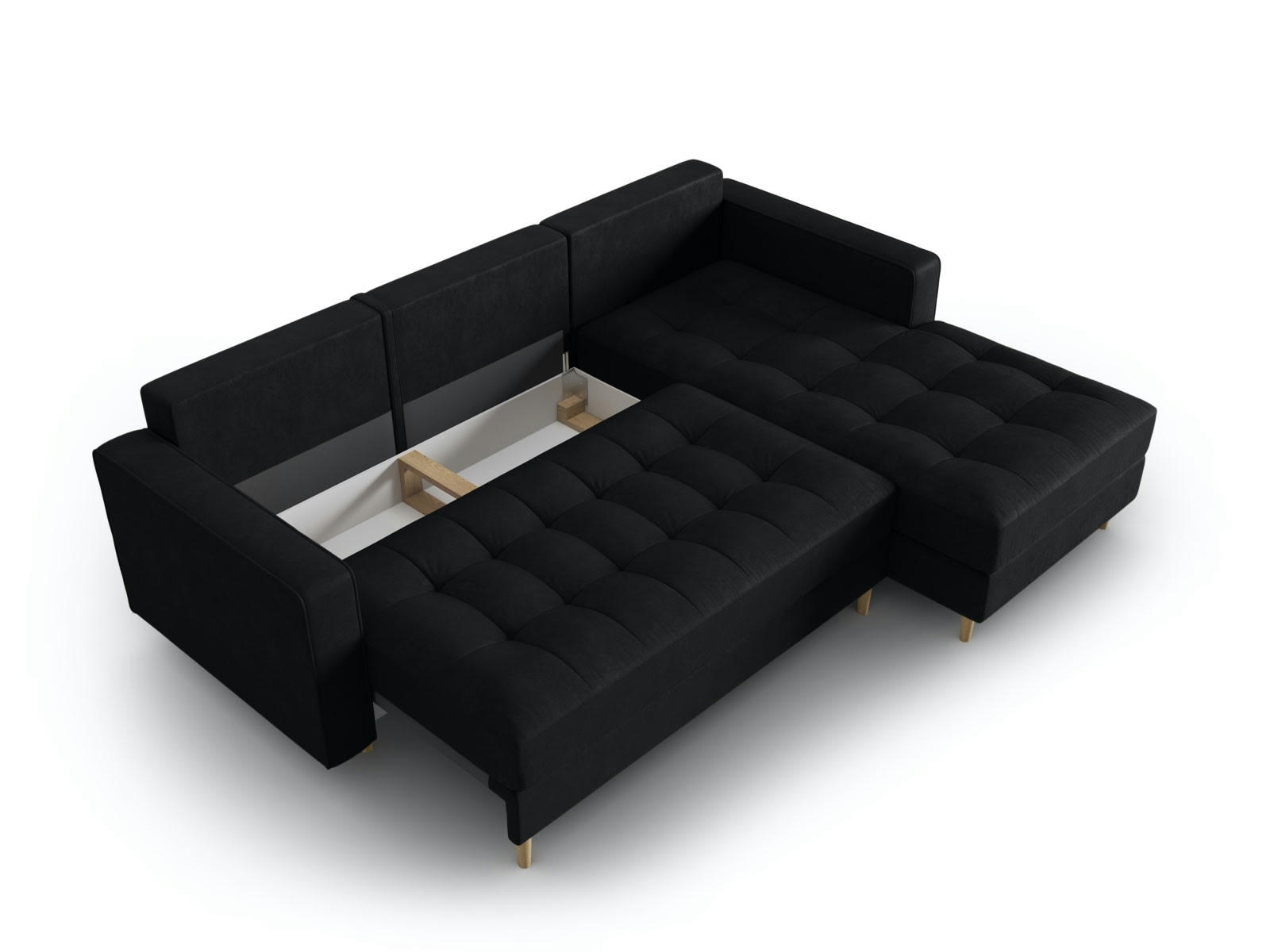 GOBI - Canapé d'angle 5 places en imitation cuir noir