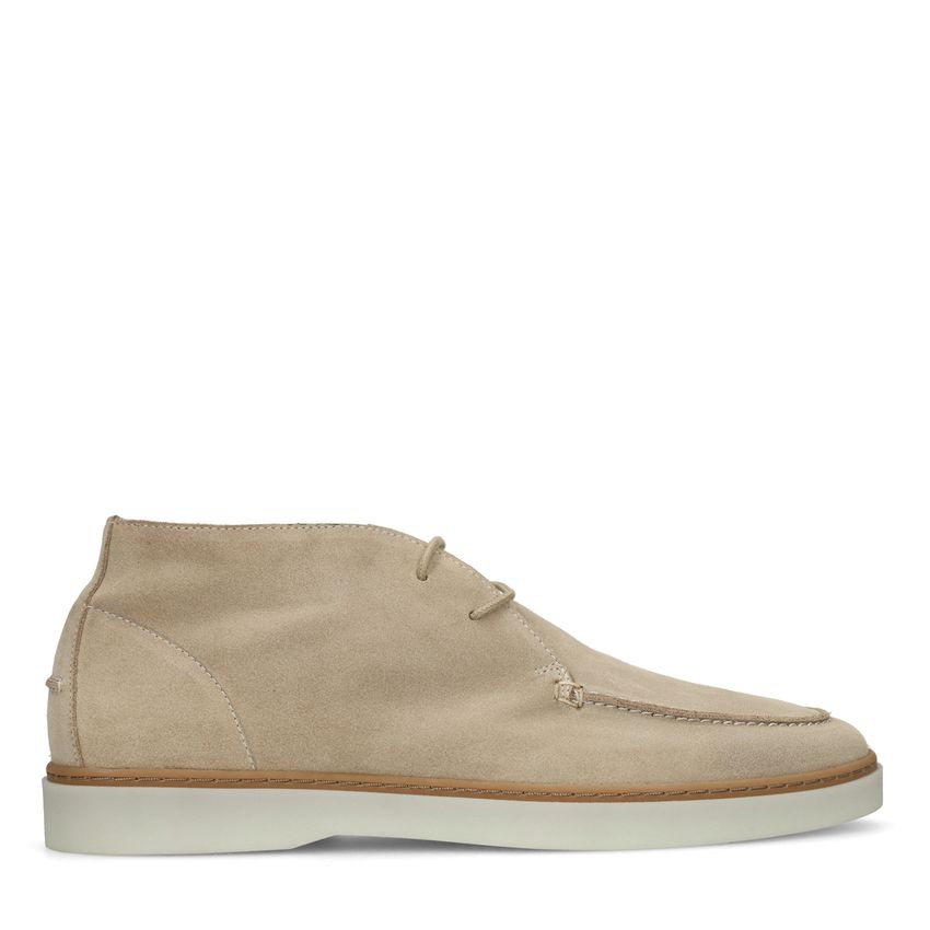 Manfield Beige suède veterschoenen