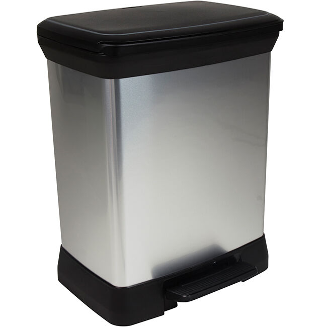 Poubelle à pédale aspect aluminium 30L