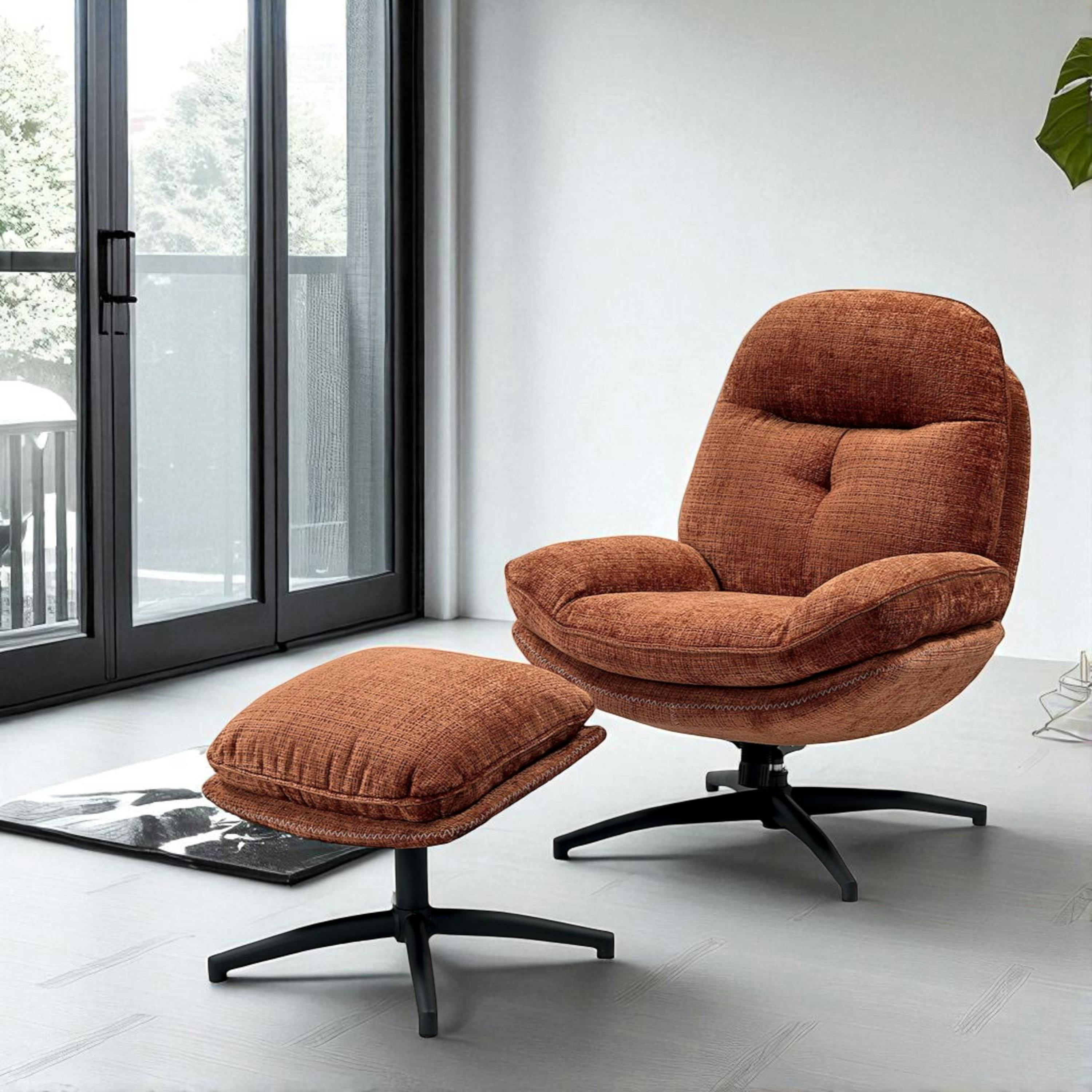 Fauteuil détente rouille pivotant avec repose-pieds IENA