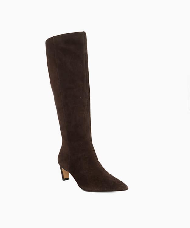 Smoulder Brown - Suede Heeled Knee-High Boots