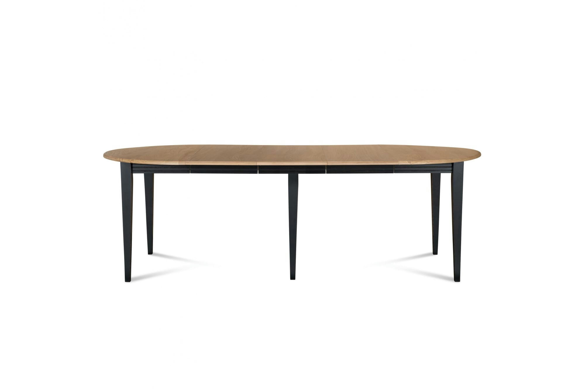 VICTORIA - Table ronde 6 pieds fuseau 105 cm + 3 rallonges bois
