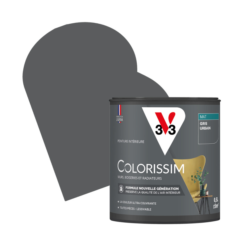 Peinture pour murs Colorissim gris urbain mat 0,5 L V33