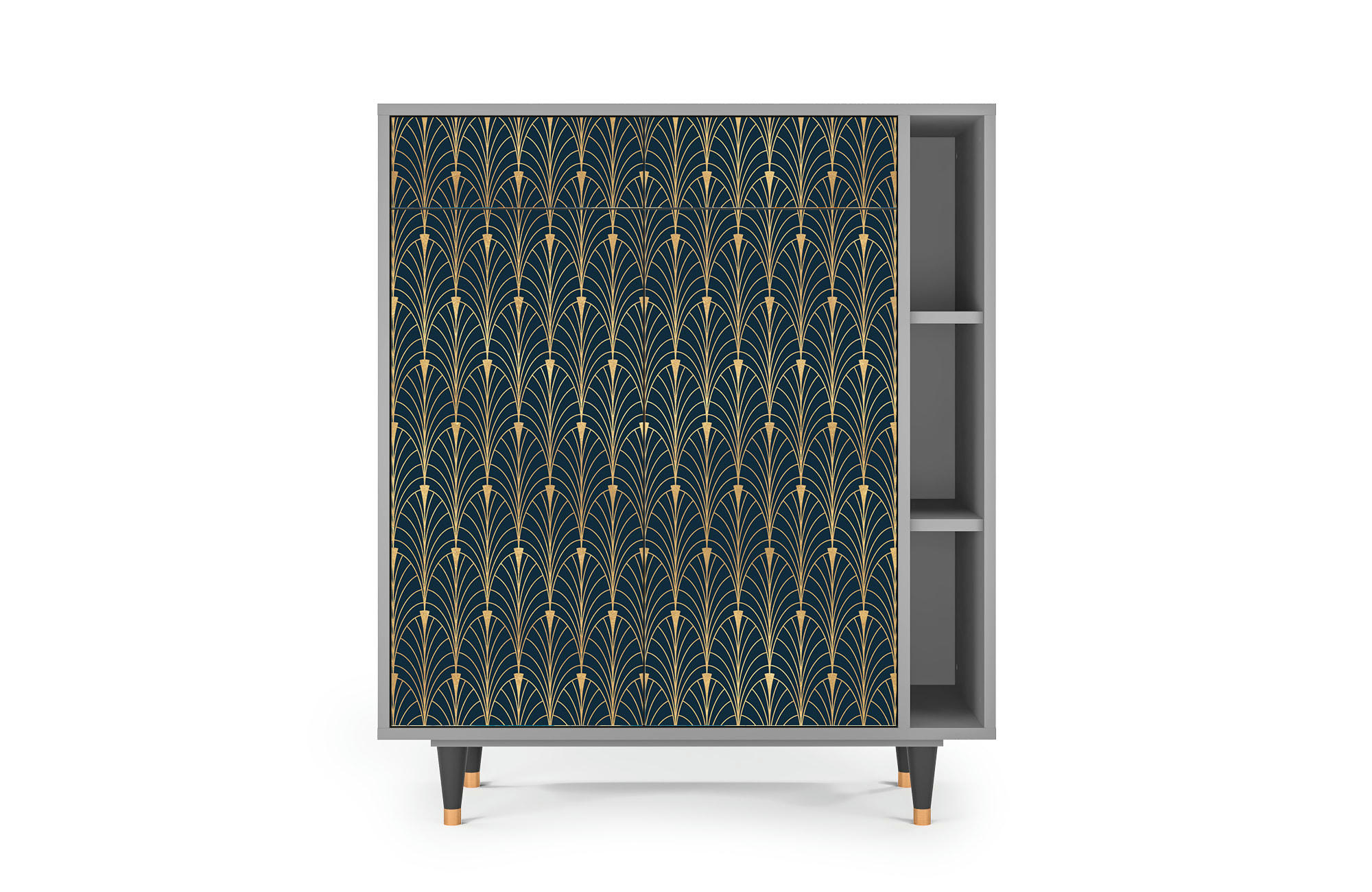 FLOWER OF THE NILE - Buffet  bleu et jaune 2 tiroirs et 2 portes L 94 cm