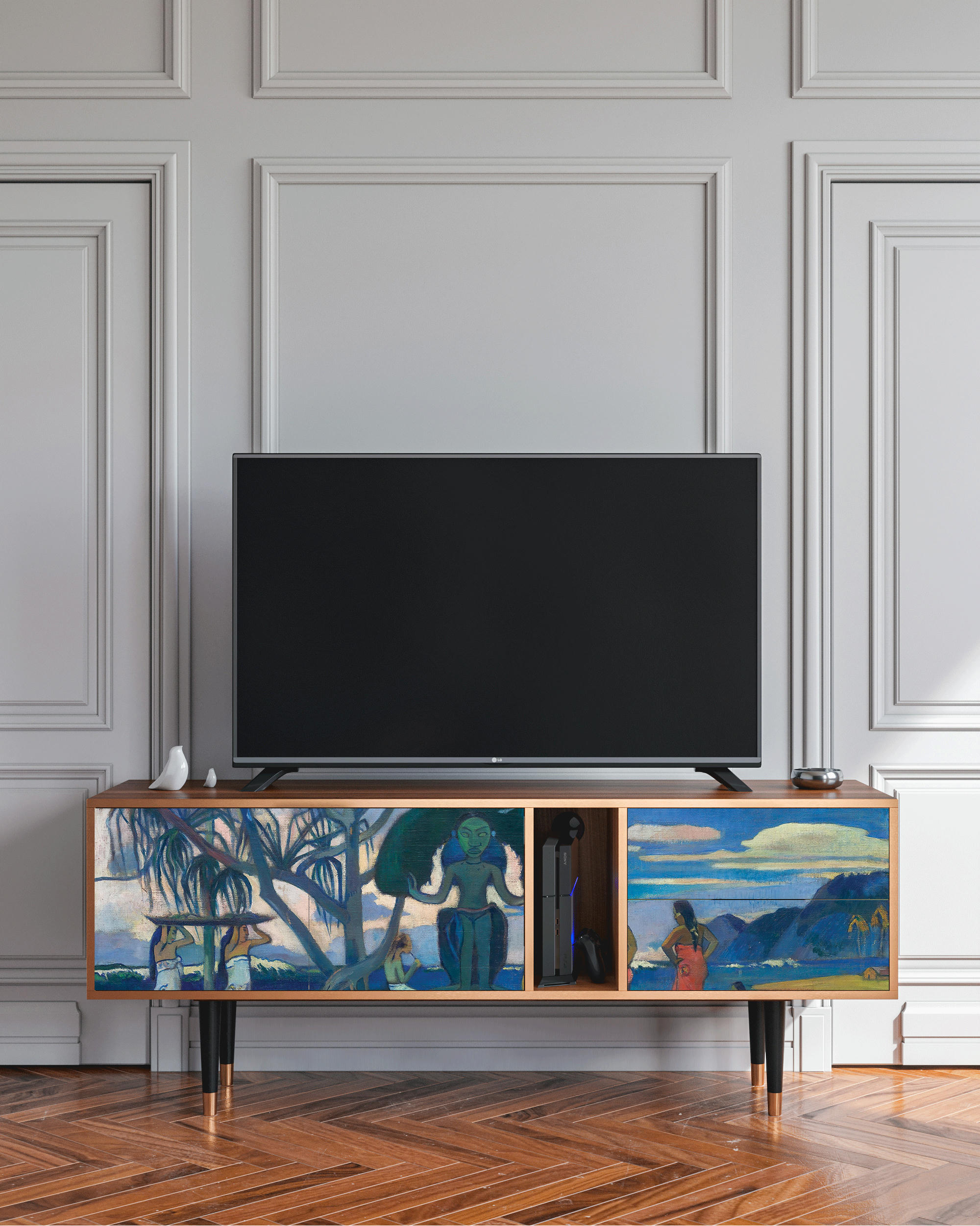 DAY OF THE GOD BY PAUL GAUGUIN - Meuble TV  multicolore 2 tiroirs et 2 portes L 170 cm