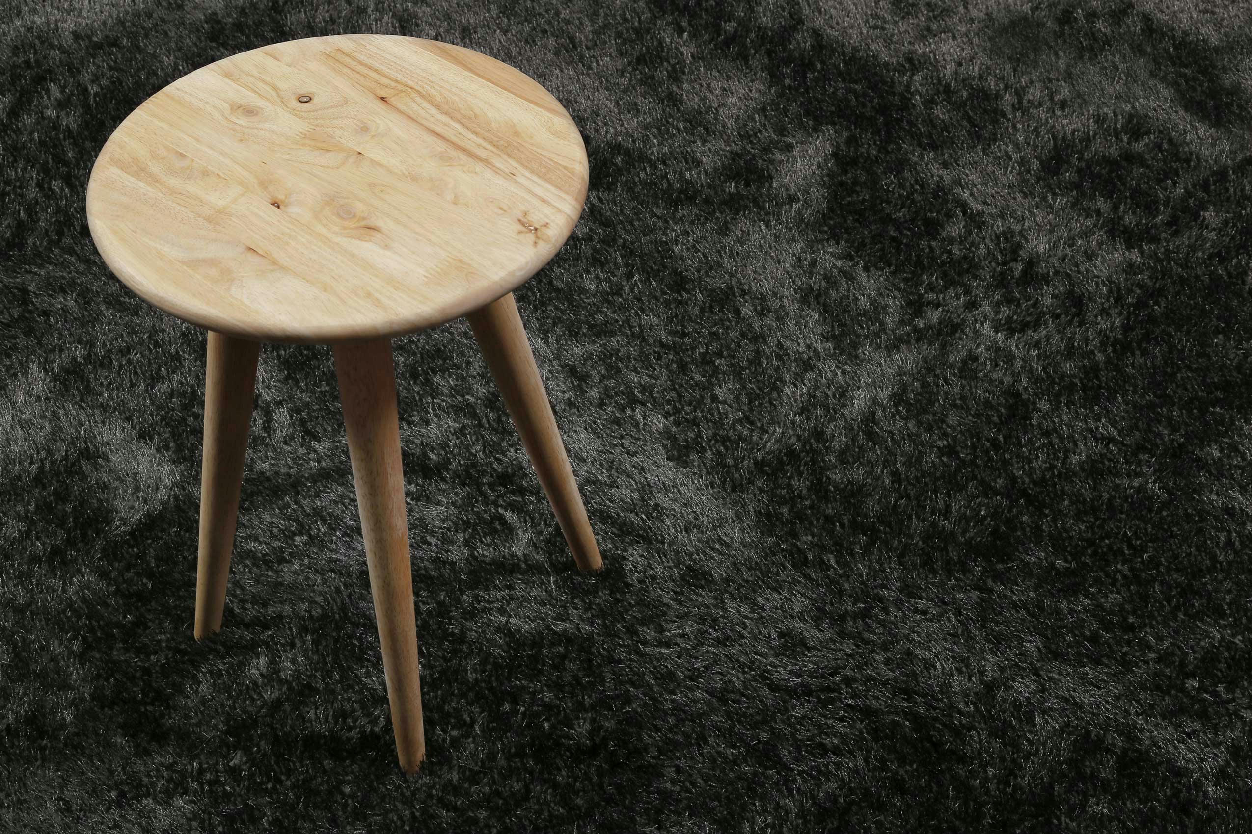 #SWAGGER SHAG - Tapis rond poils longs doux brillant gris anthracite 80 rd.