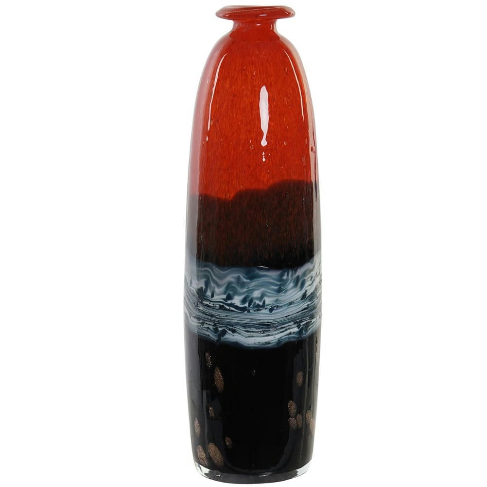 - Vase en verre rouge et noir