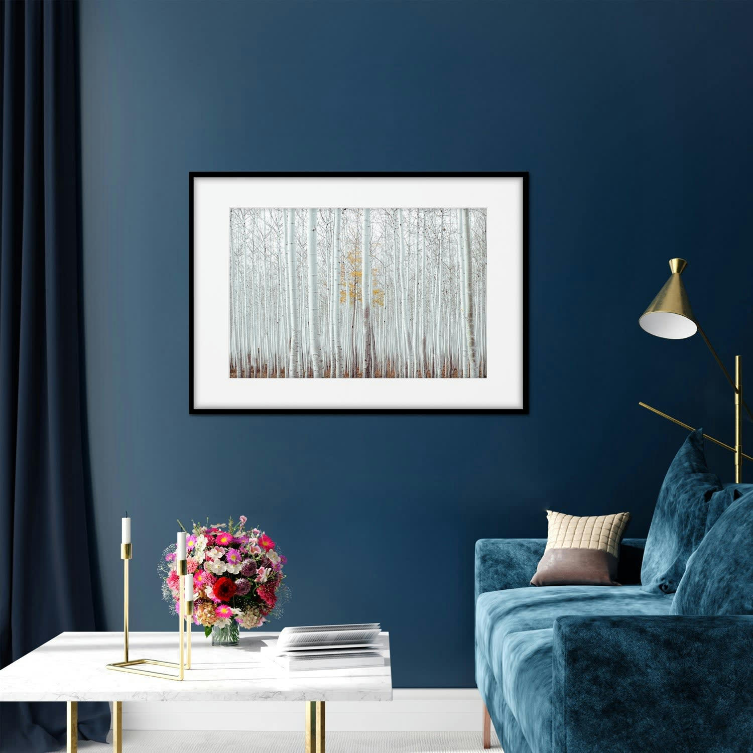 BOSQUE - Affiche avec cadre noir - Forêt Blanche - 50x70