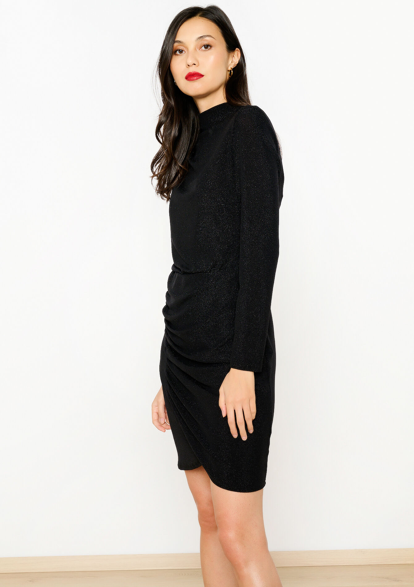 Gedrappeerde jurk met lurex