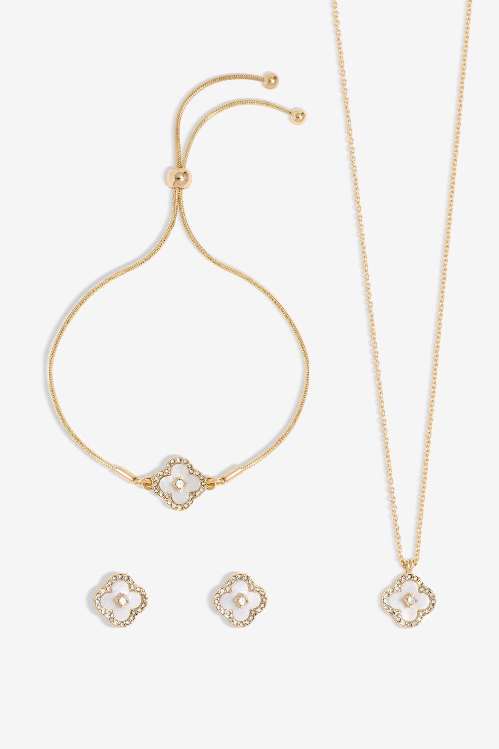 Jon Richard Gold Plated Crystal Clover Trio Set - Gift Boxed
