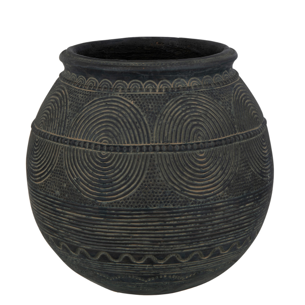 J-Line vaas Kruik Cirkel - cement - zwart bruin - small - 27