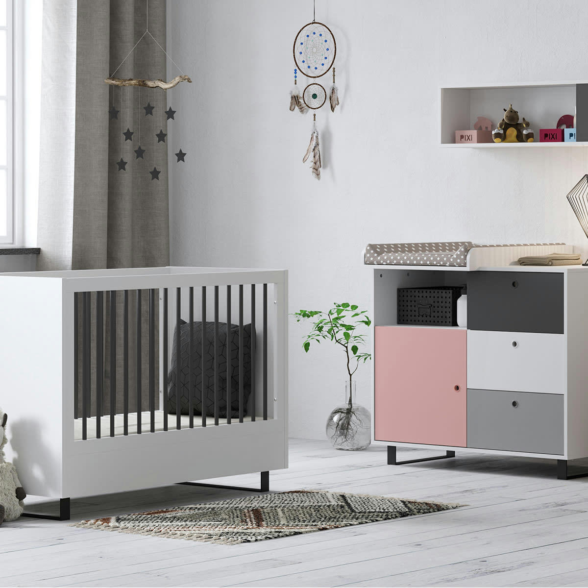 CONCEPT - Commode à langer rose