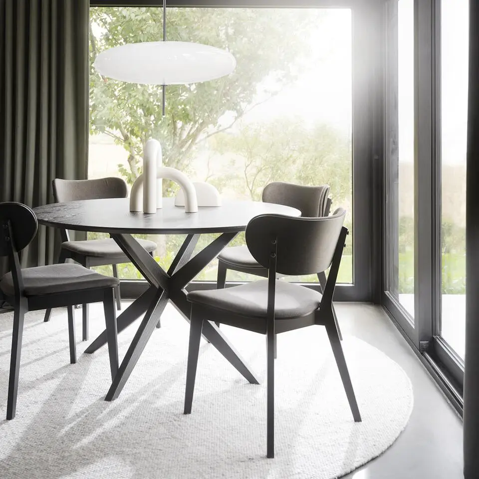 Rowico Home Kato Houten Eetkamerstoel Zwart - Grijze Zitting