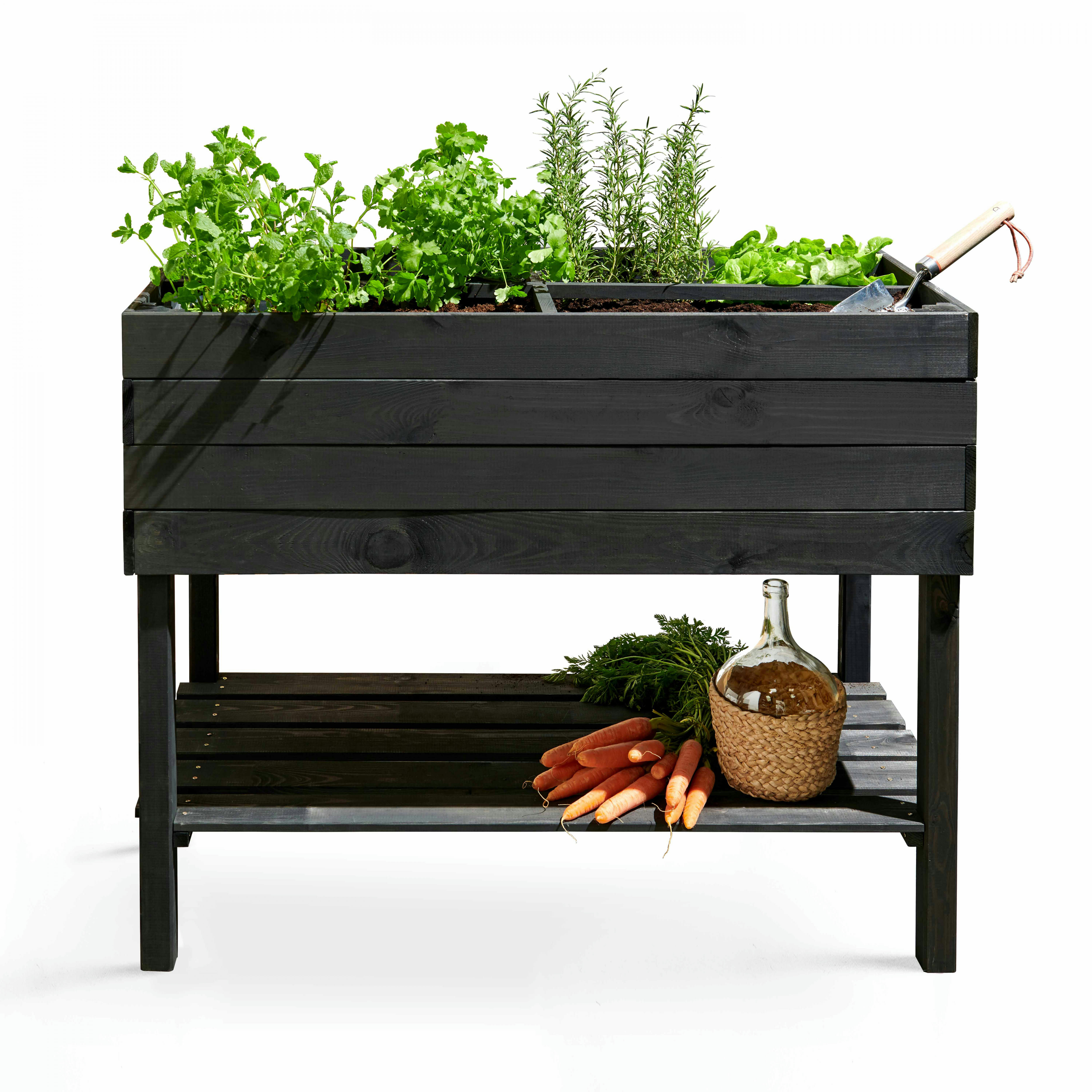 TOPI - Potager en bois rectangulaire sur pied gris