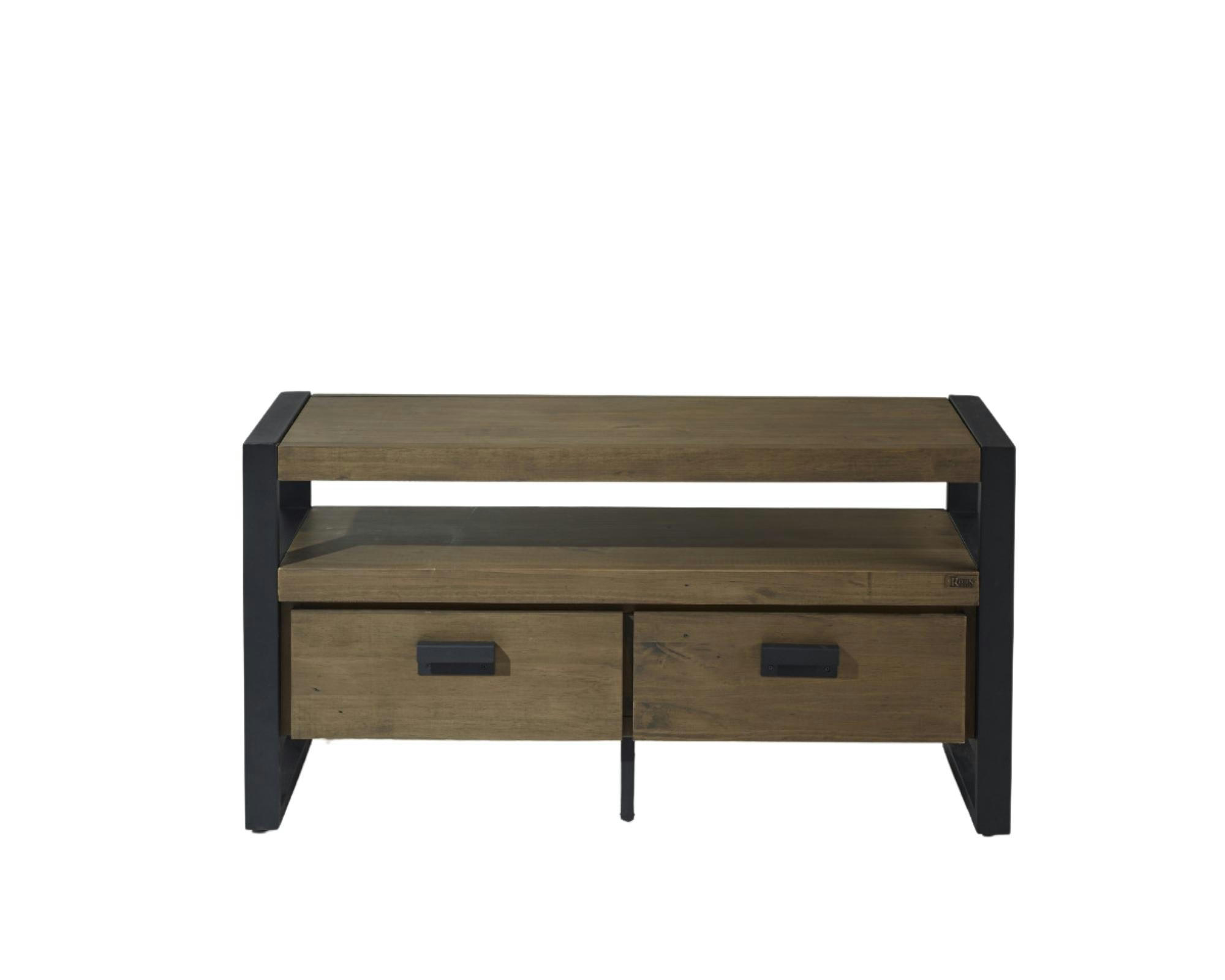 JACK - Meuble tv industriel bois et métal 2 tiroirs