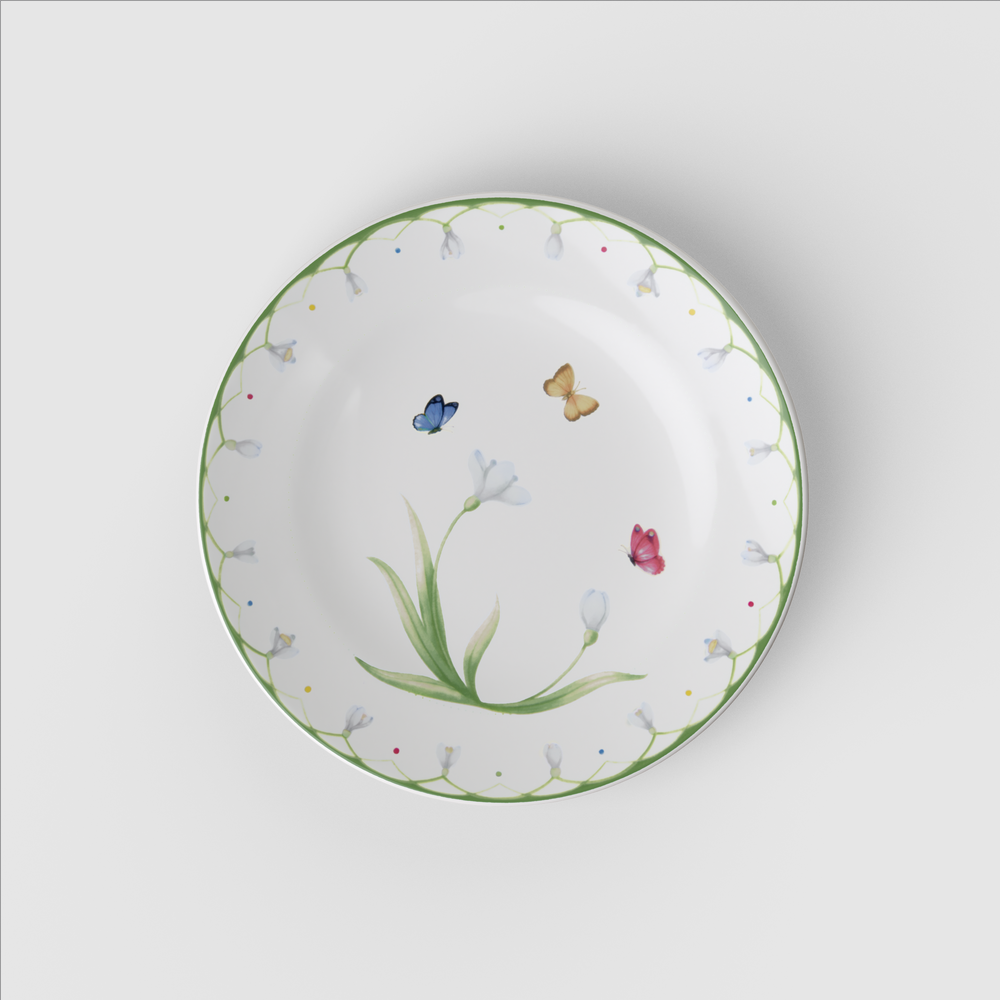 Colourful Spring Appetizer/ Bread Plate - Green, 6.3'', Premium Porcelain