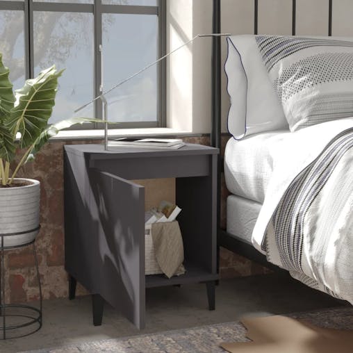NNEVL Bed Cabinets with Metal Legs 2 pcs Grey 40x30x50 cm