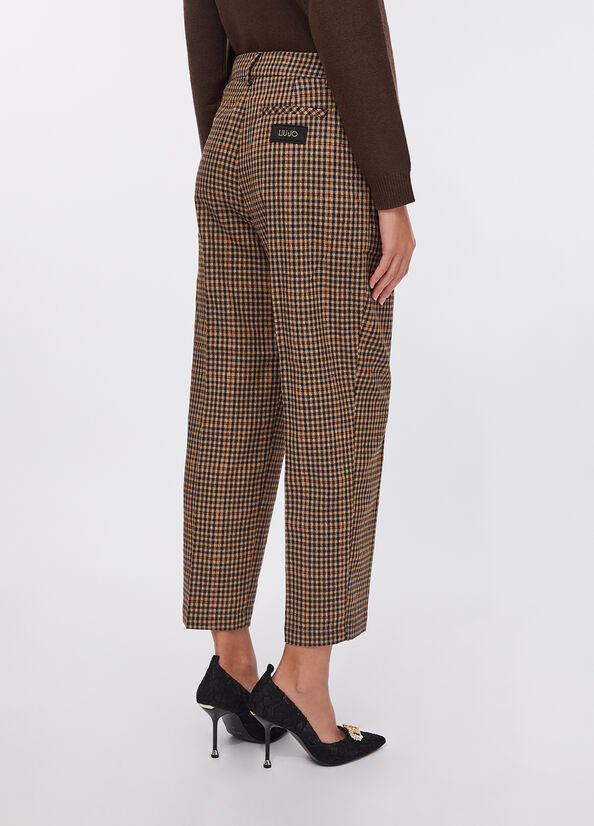 Pantaloni a quadretti con pince