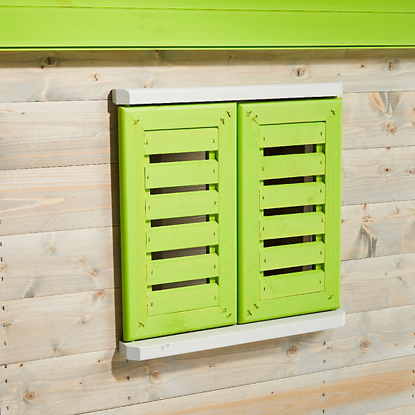 Maison de jardin enfant extérieur avec plateforme, toboggan et double balançoire - Toit étanche - Vert et Blanc